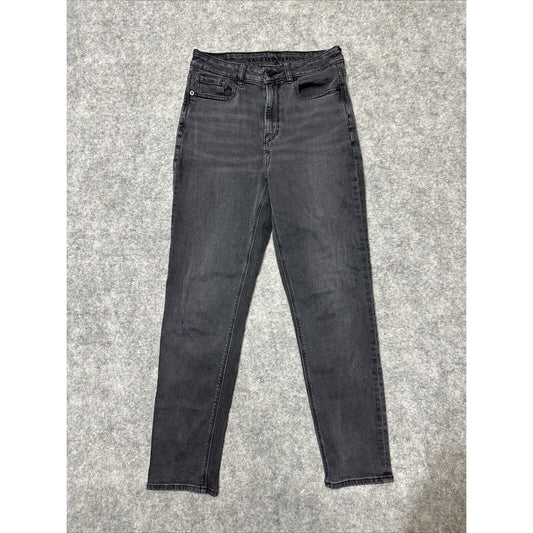 American Eagle Stretch Mom Jean Women's Straight Jeans Size 4 Black Gray Denim