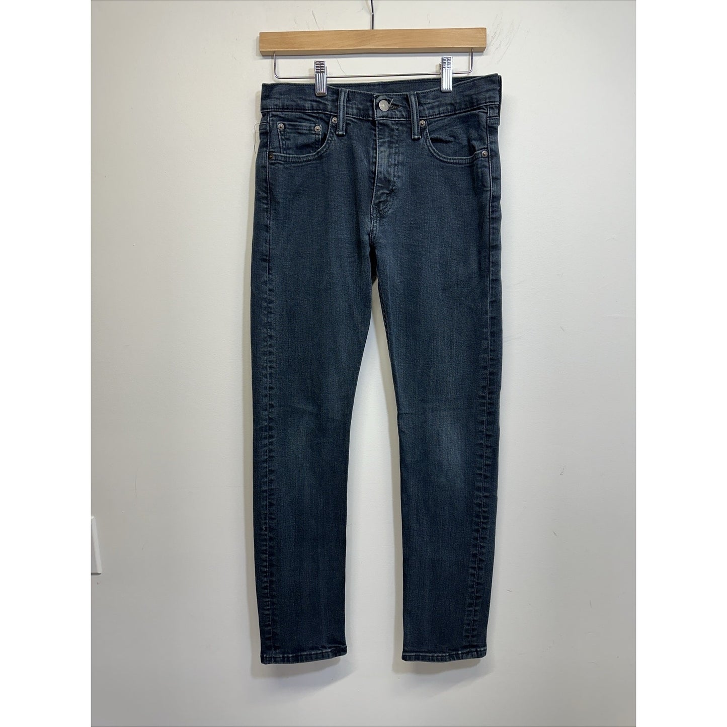 Levi's 502 Jeans Mens 29x32 Black Regular Taper Mid Rise Dark Wash Denim Zip