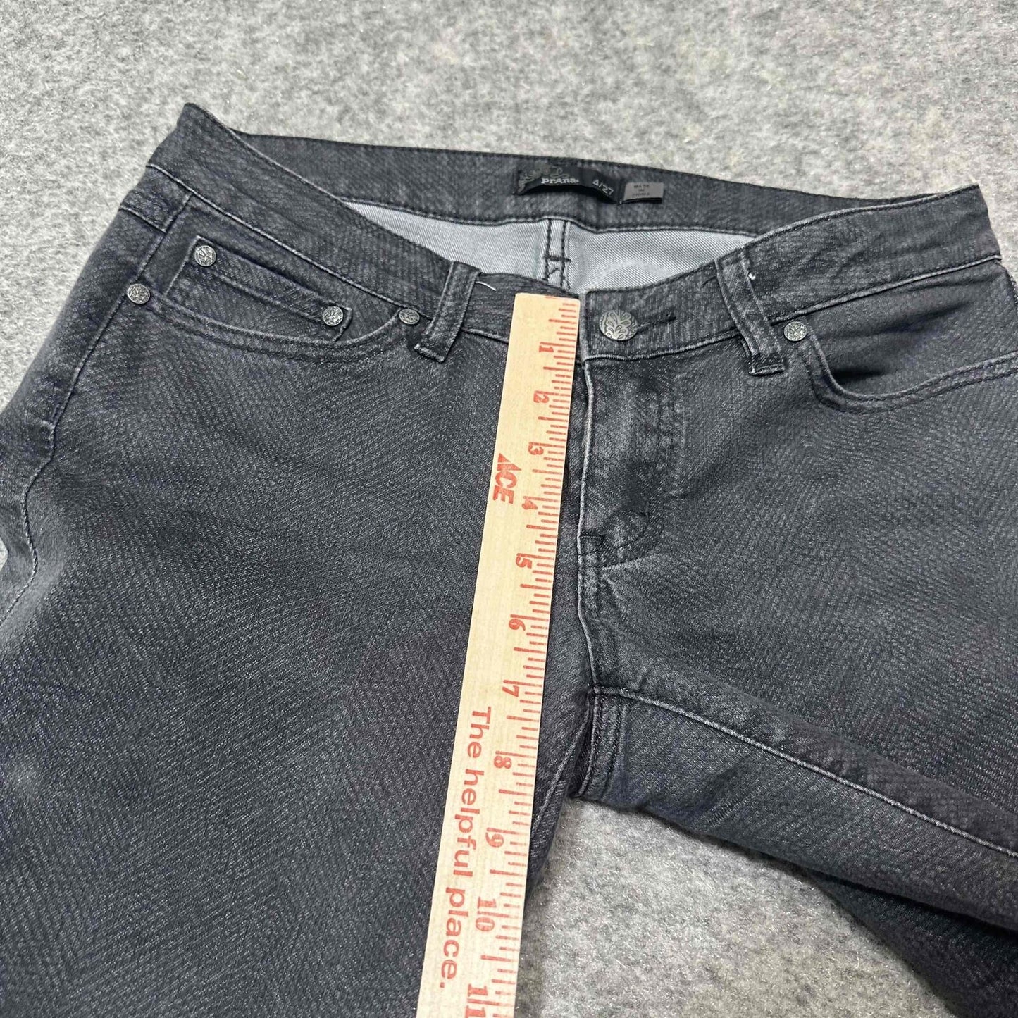 prAna Women's Straight Jeans Size 4/27 Black Dark Wash Denim