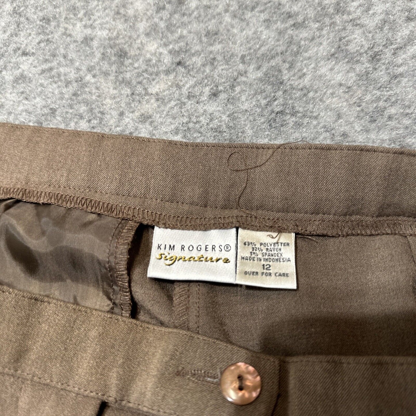 Kim Rogers Signature Women's Pleated Dress Pants Size 12 Brown Pants