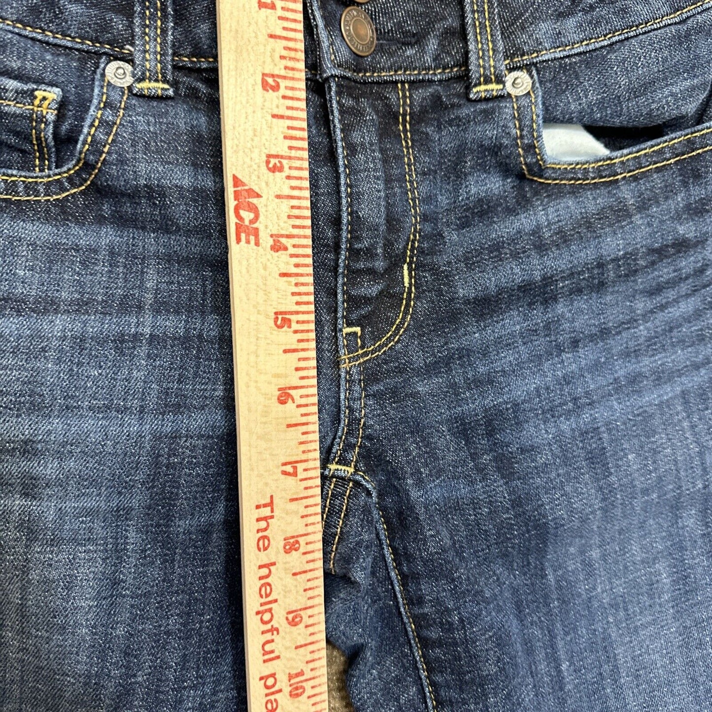 American Eagle Artist Crop Stretch Women's Straight Jeans Size 2R Blue Dark Wash