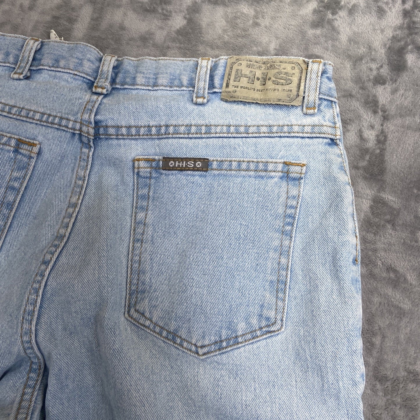 Vintage H.I.S. 90s Y2K Straight Jeans Men's Size 36x30 Light Blue Denim
