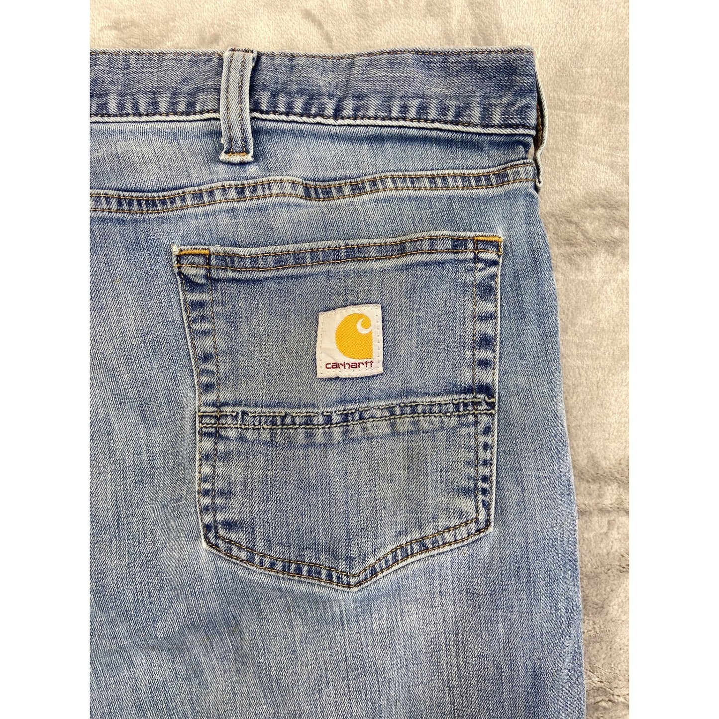 Carhartt Men's Relaxed Fit Straight Jeans 46x30 Blue Light Wash