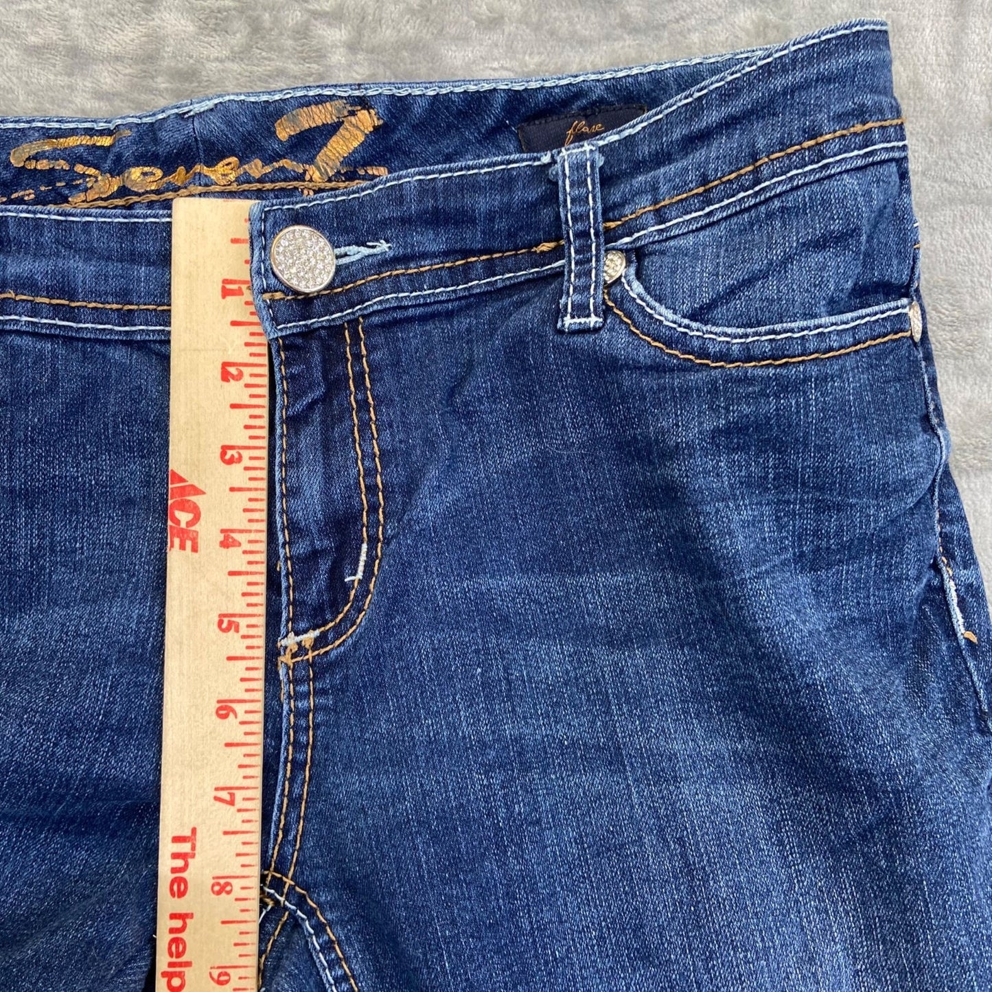 Seven7 Women's Flare Jeans Size 31 Blue Dark Wash