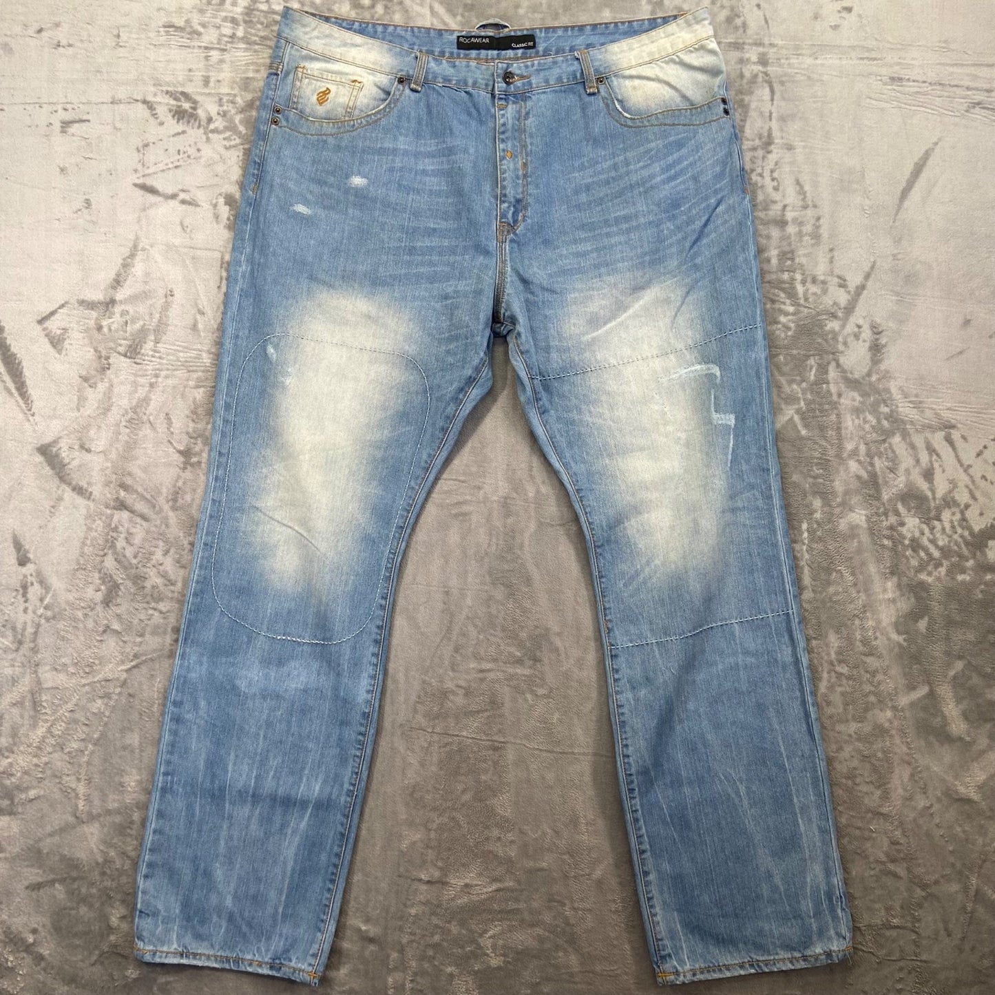 Vintage Rocawear Men's Classic Fit Straight Jeans Size 42 Blue Light Wash