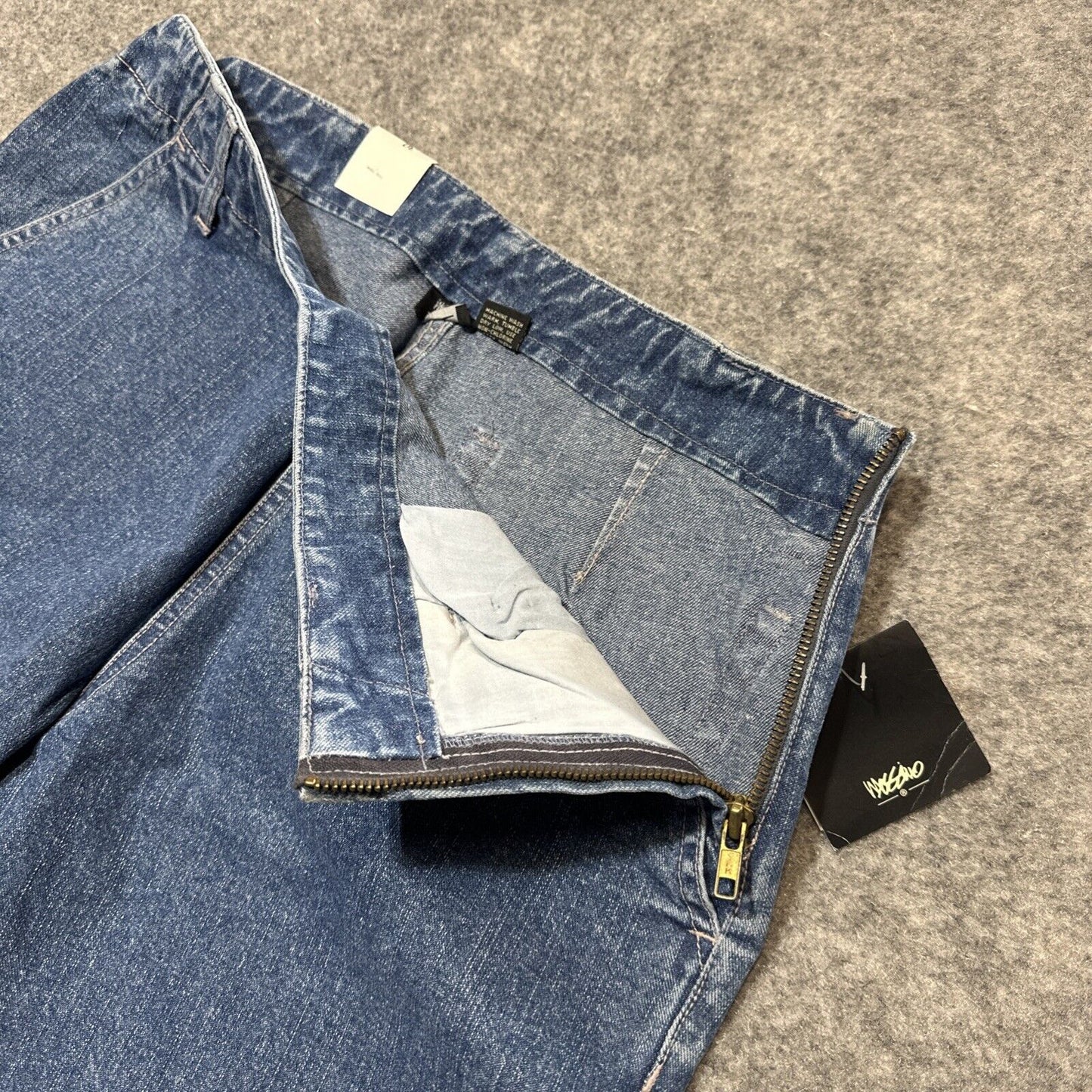Vintage New Mossimo Gene Wide Leg Side Zip Jeans Women's Size 30 Blue Denim