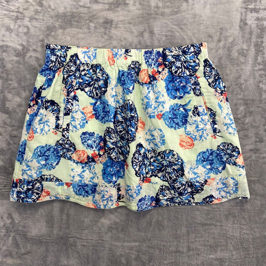 J.Crew Women's Floral A Line Skirt Size M Blue White Floral Summer Lightweight