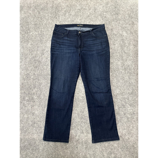 LEE Relaxed Fit Women's Straight Jeans Size 9 Blue Dark Wash Denim