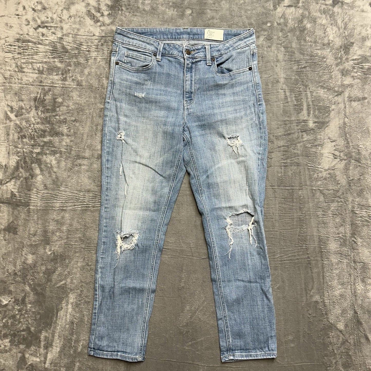 Cosmic Blue Love Distressed Skinny Jeans Women's Size 30x28 Light Blue Denim