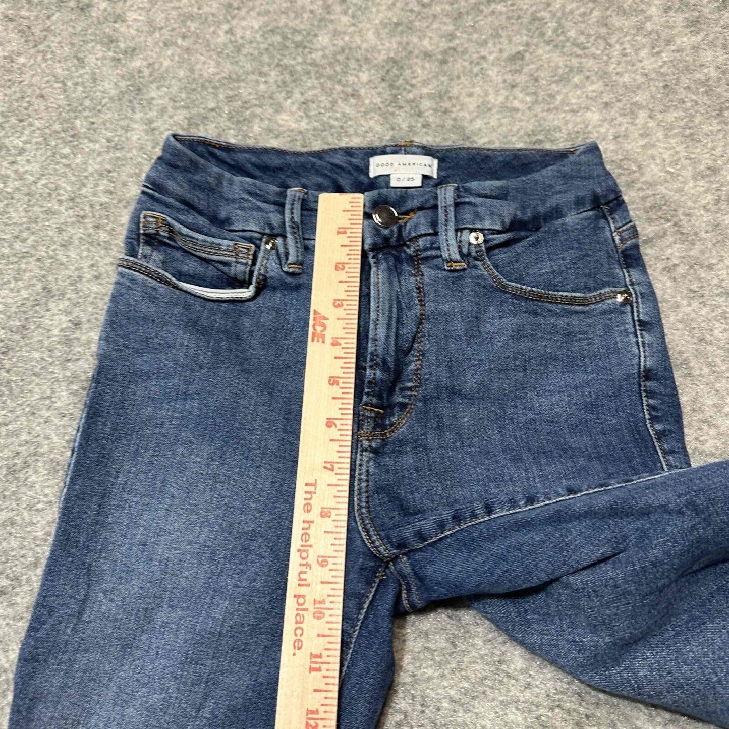 Good American Womens Fit Mid Rise Skinny Jeans Size 0/25 Blue Dark Wash Denim