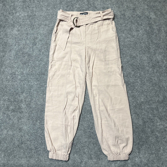 Karl Lagerfeld Women's Belted Jogger Pants Size xx Pink Rayon Pants Beige Light