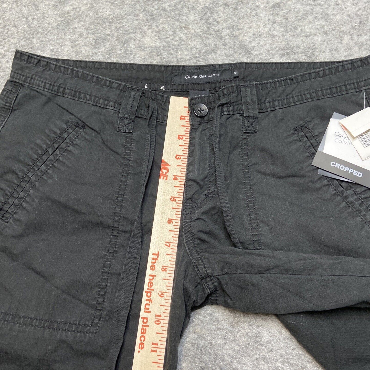 New Calvin Klein Cropped Pants Women's Size 10 Black Drawstring Pants
