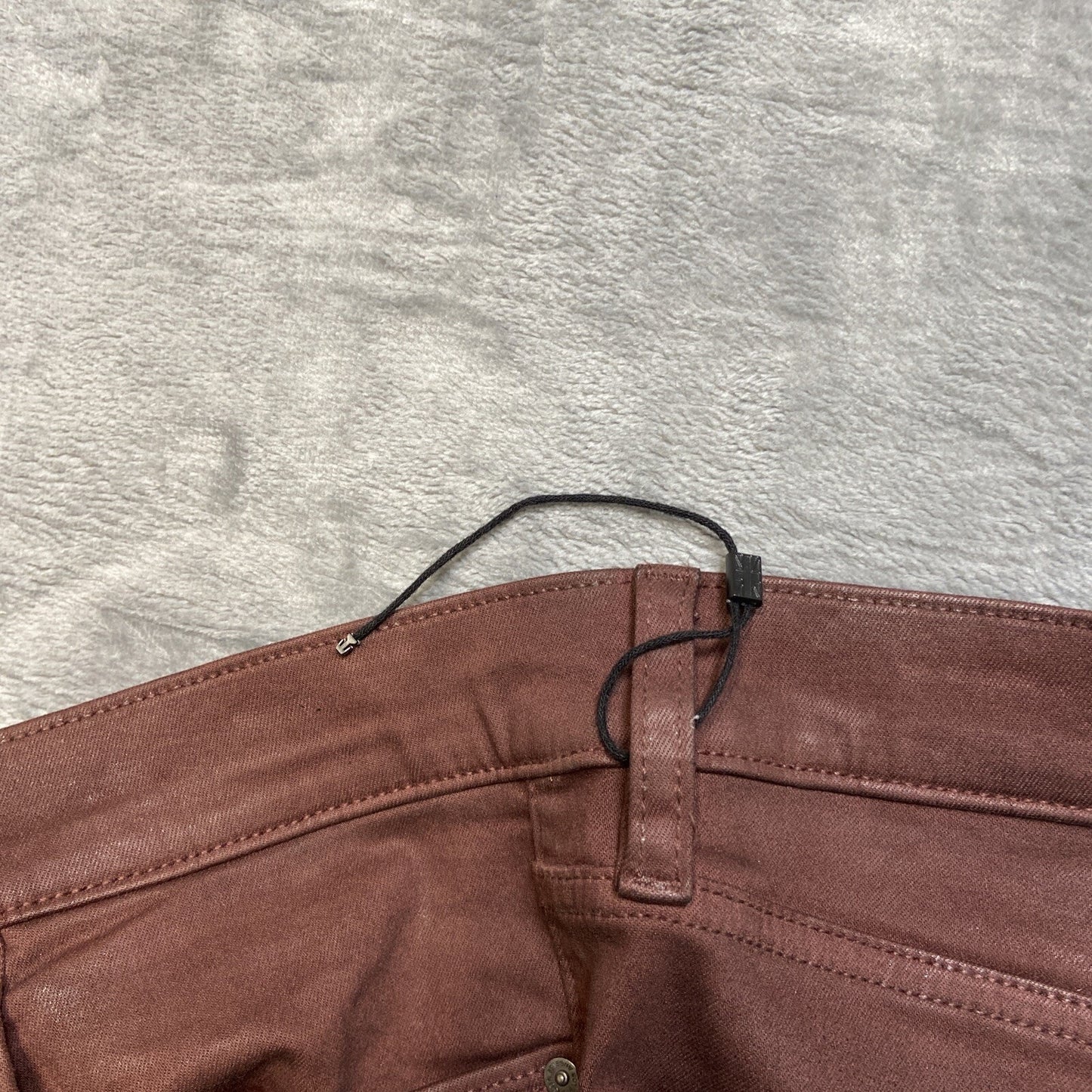 New Hudson Leather Coated Nico Mid Rise Skinny Ankle Jeans Women’s Size 34 Brown
