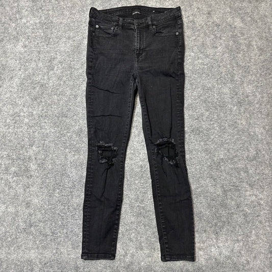American Eagle Distressed Next Level Stretch Hi Rise Jegging Women's 10R Black