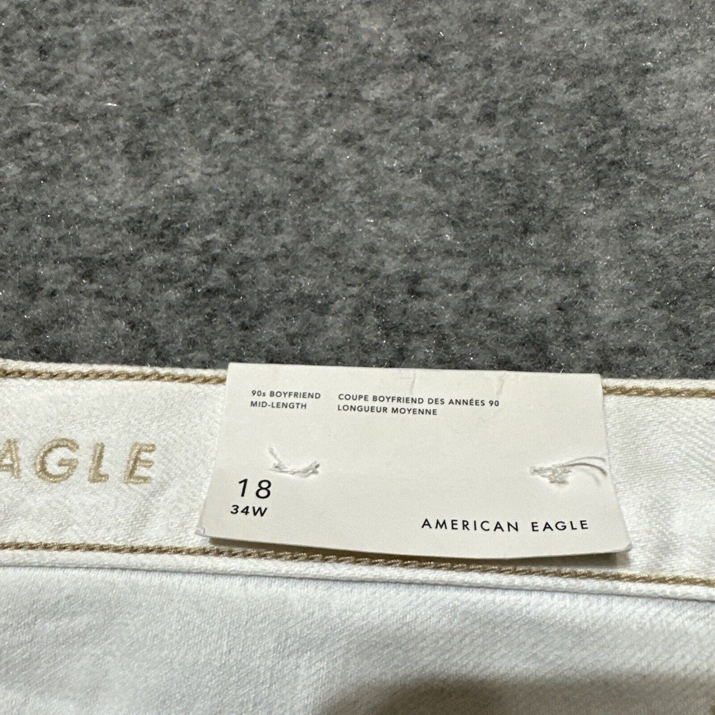 New American Eagle 90s Boyfriend Mid Length Women's Distressed Jean Shorts Sz 18