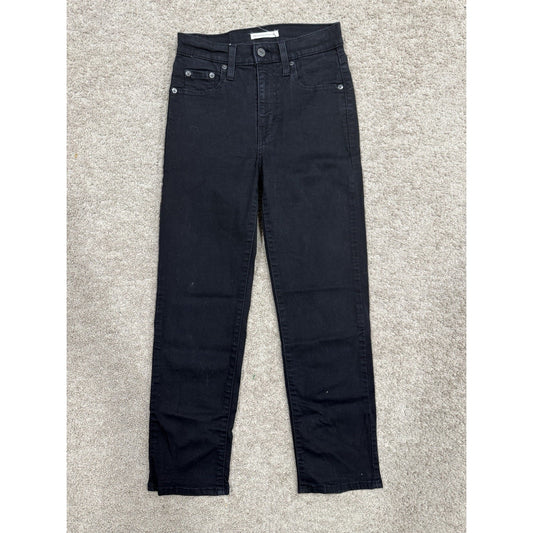 Levi's Premium 724 Black Jeans High Rise Straight Crop Women’s Size 26