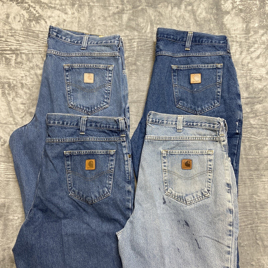 Lot of 4 Carhartt Relaxed Fit Jeans Men's 40x30 Blue Wholesale Work Jeans