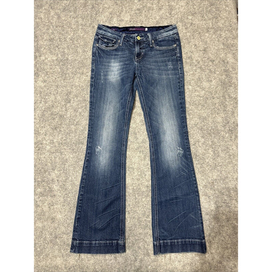 VIGOSS Women's Flare Jeans Size 3 Blue Med Wash Distressed Denim