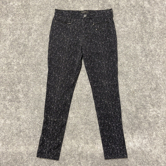 Banana Republic Sloan Slim Fit Pants Women's 6 Black White Speckled Zip Pocket