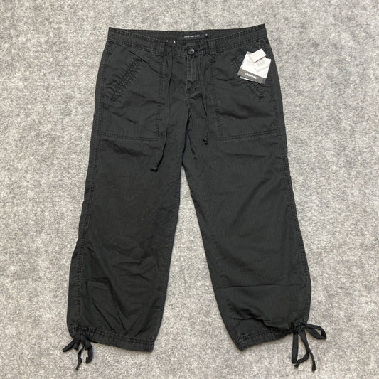 New Calvin Klein Cropped Pants Women's Size 10 Black Drawstring Pants