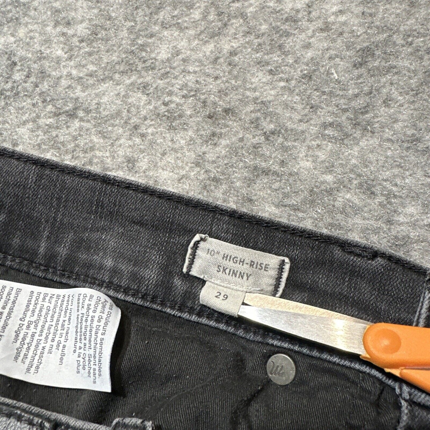 Madewell 10" High Rise Skinny Women's Jeans Size 29 Black Gray Denim