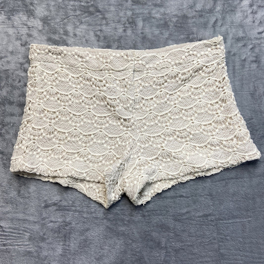 Express Knitted Lace Overlay High Rise Shorts Women's Size 2 Ivory