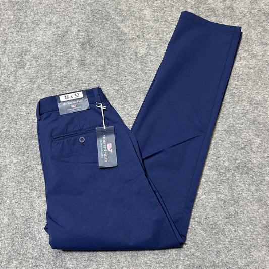 New Vineyard Vines OTG On The Go Pant Men's Size 28x32 Deep Bay Dark Blue Chinos