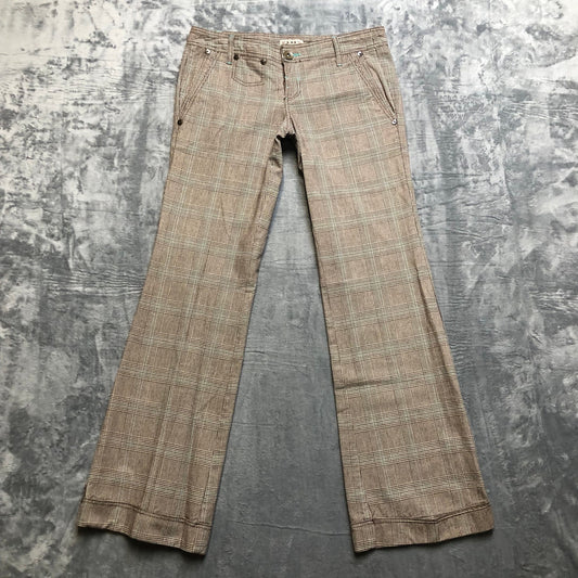 Forever 21 Plaid Bootcut Chino Pants Women's Size L Brown