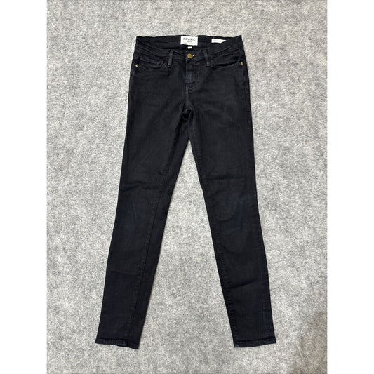 Frame Denim Le Skinny De Jeanne Women's Jeans Size 25 Black Dark Wash Denim