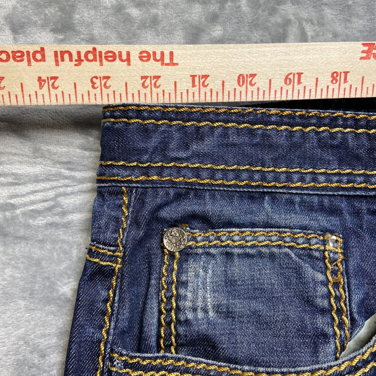 Lanzinno Jeans Men’s Size 46 Denim Blue Dark Wash Distressed