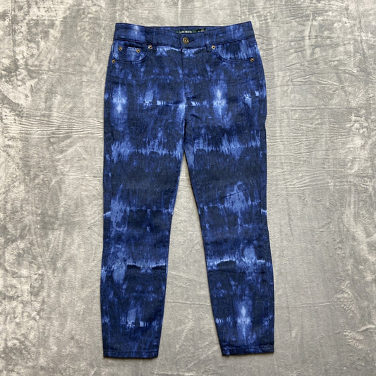 Ralph Lauren Premier Skinny Chopped Jeans Women’s Size 4P Blue Tie Dye