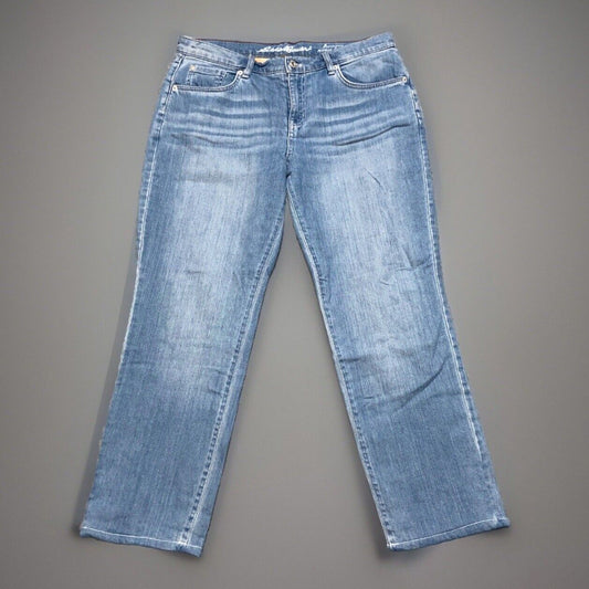 Eddie Bauer Flannel Lined Boyfriend Mid Rise Straight Jeans Women's Sz 10P Blue