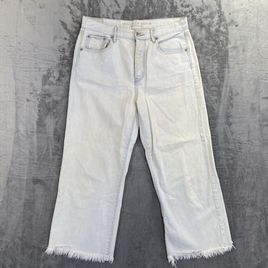 American Eagle Wide Leg Crop Jeans Women's Size 10 R Blue Denim