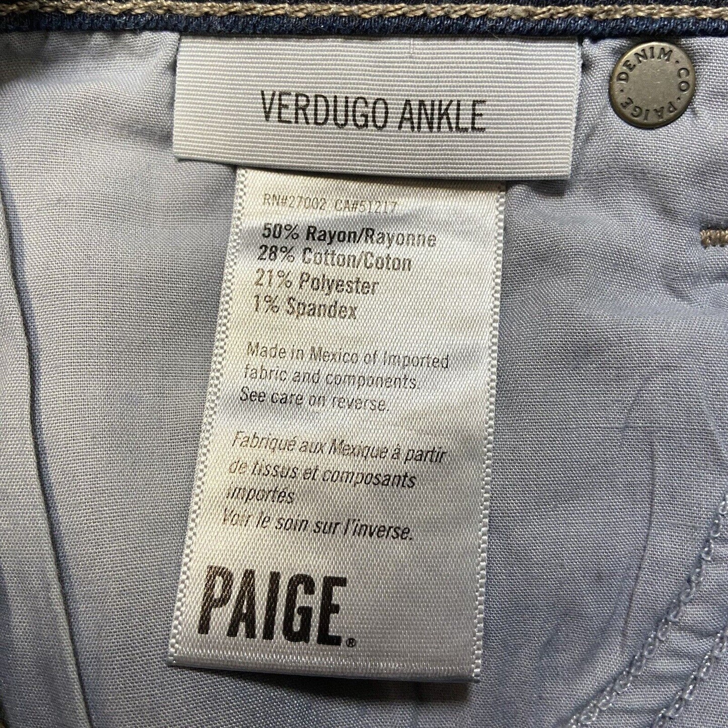 Paige Verdugo Ankle Jeans Women's Size 25 Dark Blue Denim NWOT