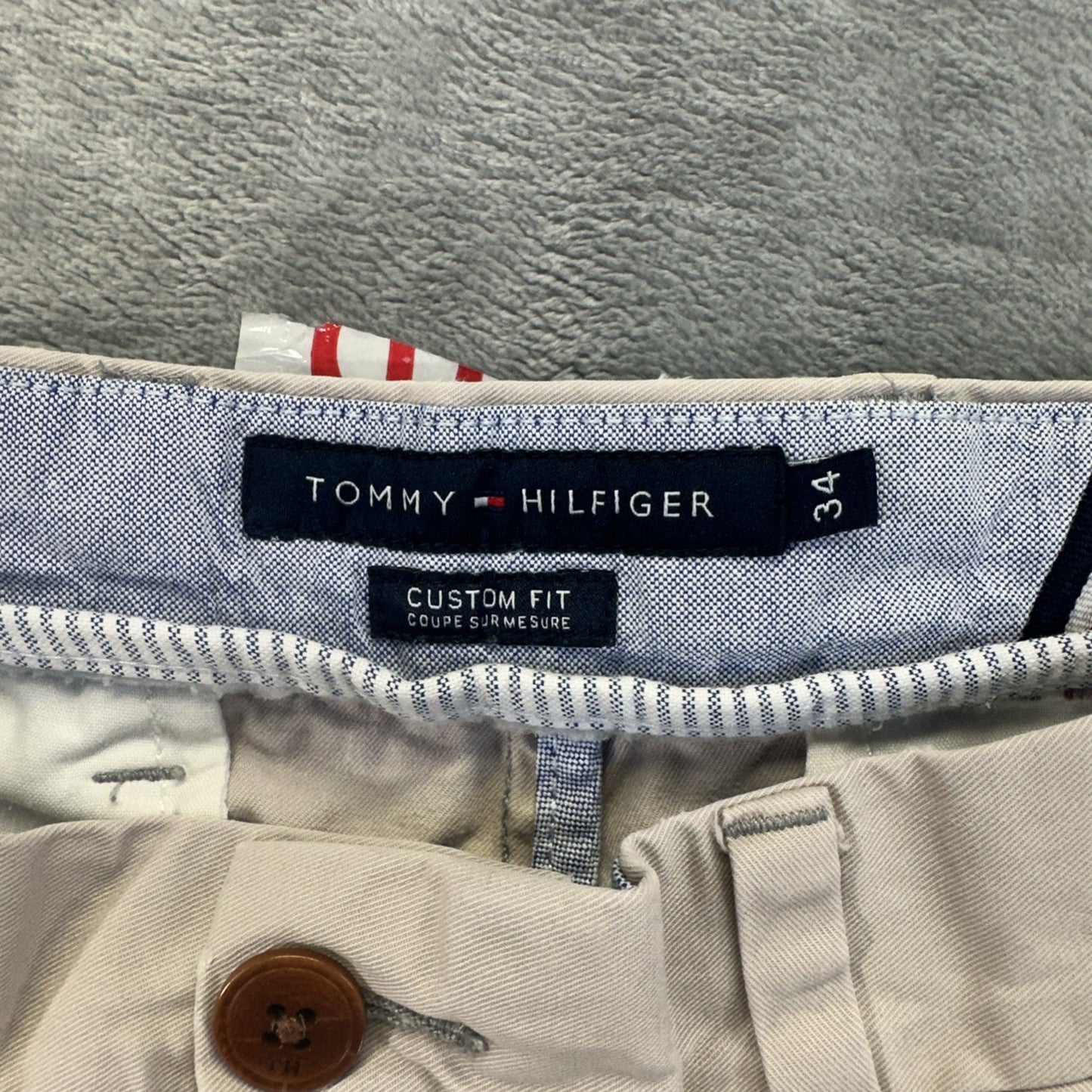 Tommy Hilfiger Custom Fit Chino Shorts Men's Size 34 Beige Khaki