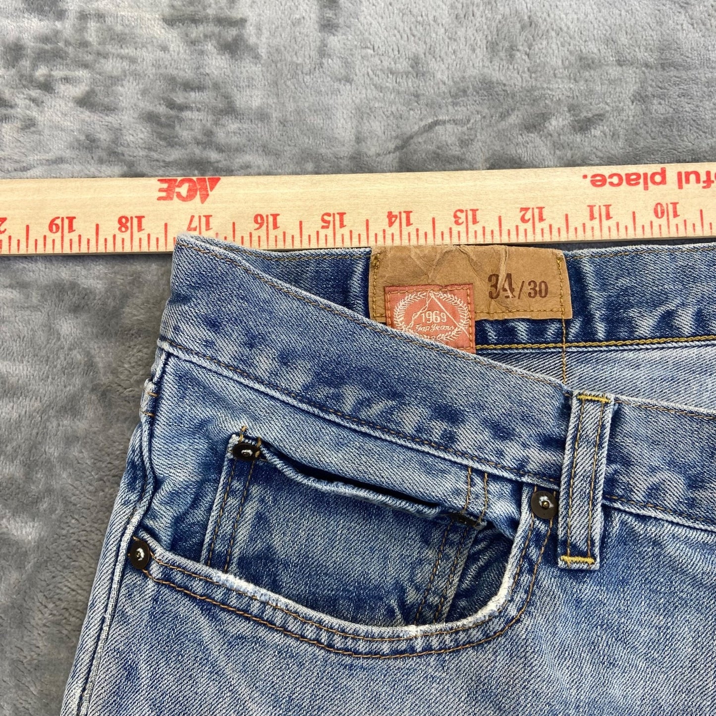 Gap Men's Standard Fit Straight Jeans 34x30 Blue Light Wash