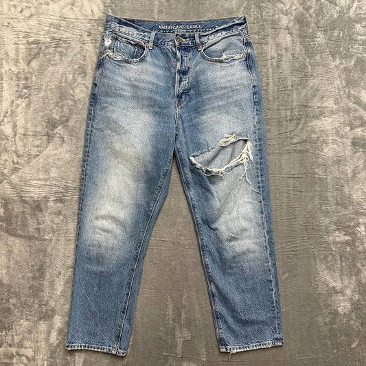 American Eagle Distressed 90s Boyfriend Jeans Women’s 4 Short Blue Denim