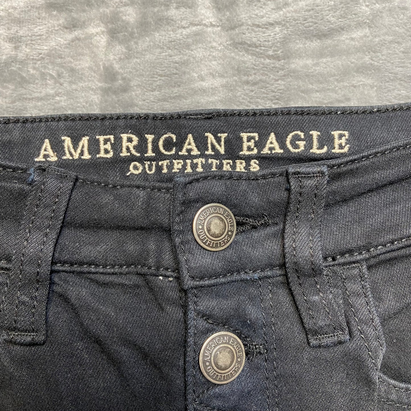 American Eagle Super Stretch Hi-Rise Jegging Women's Sz X Black Denim Button-Fly
