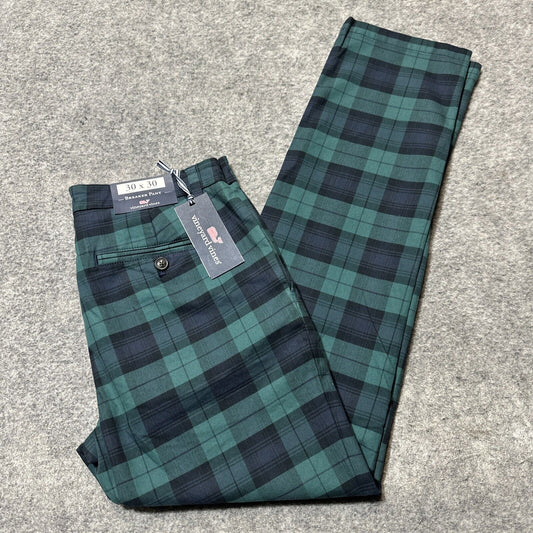 New Vineyard Vines Breaker Pant Men's Size 30x30 Charleston Green Plaid Chinos