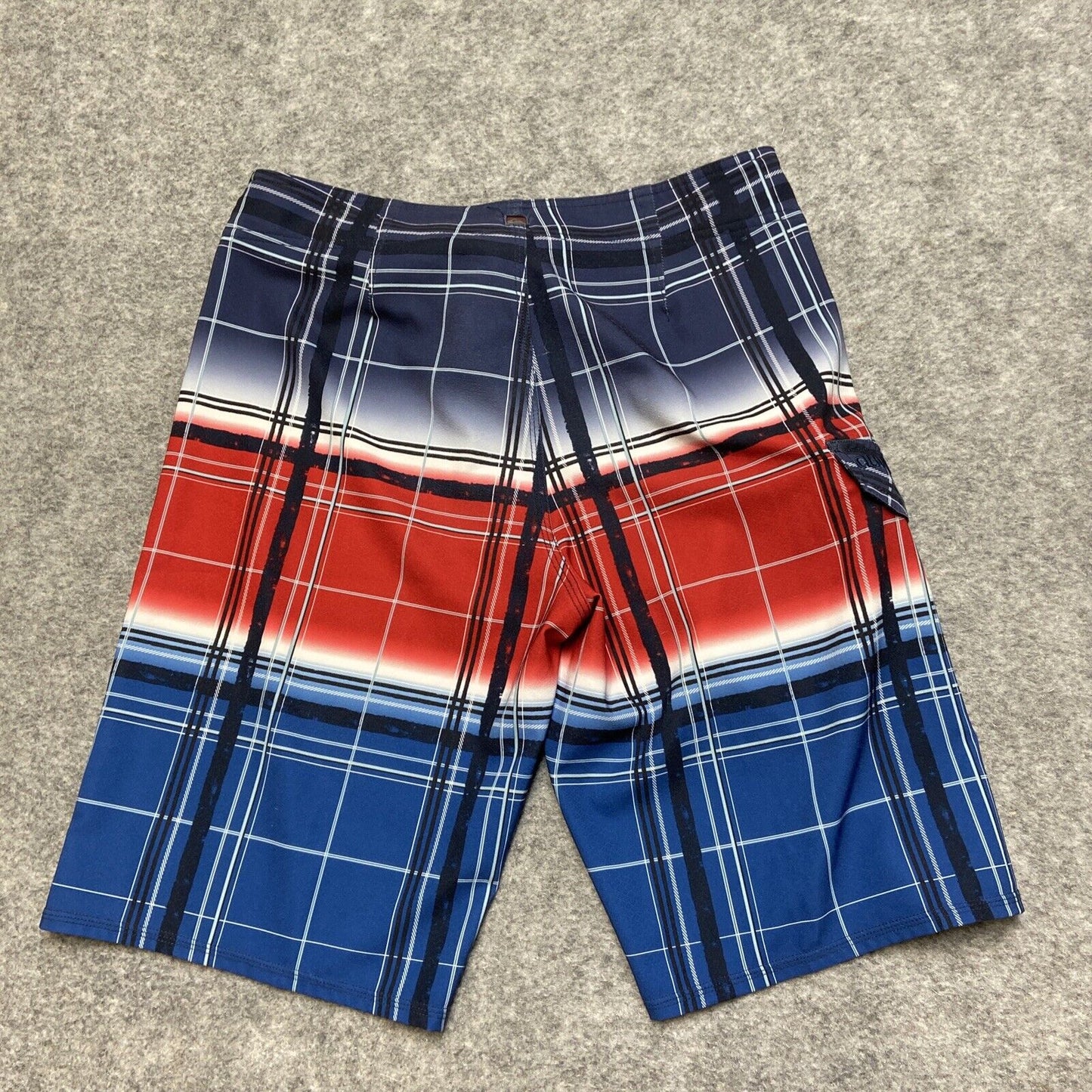Quiksilver Cypher Series Board Shorts Men's Size 32 Blue Red White Plaid Shorts