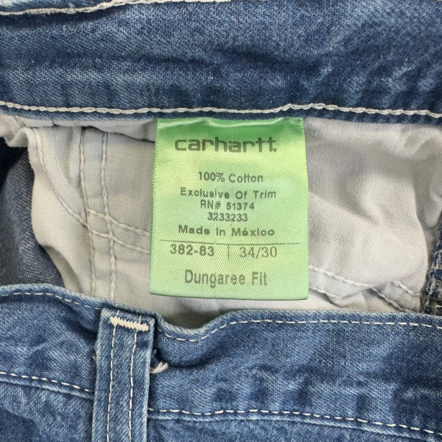 Carhartt Men's Dungaree Fit Straight Jeans 34x30 Blue Denim #2026