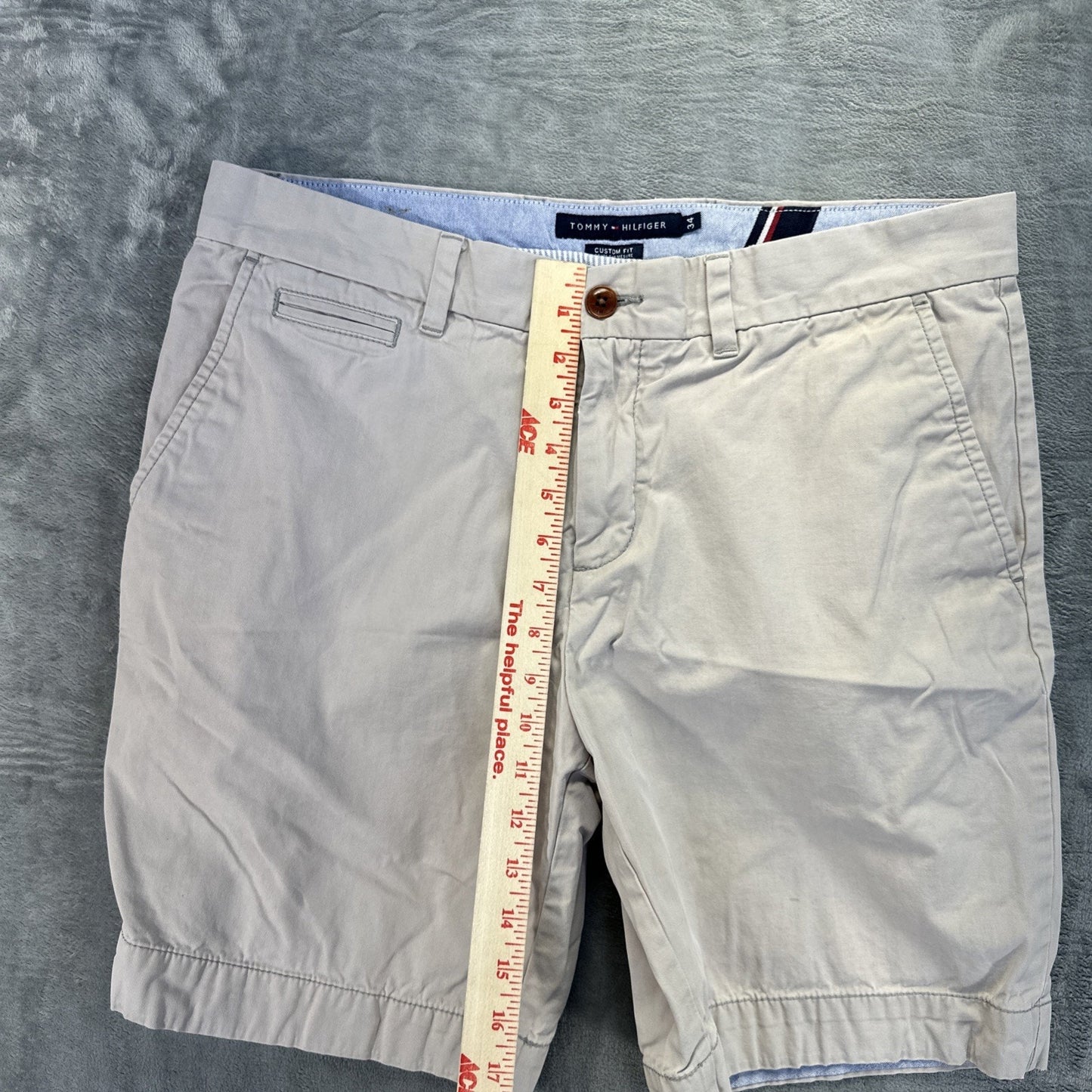 Tommy Hilfiger Custom Fit Chino Shorts Men's Size 34 Beige Khaki