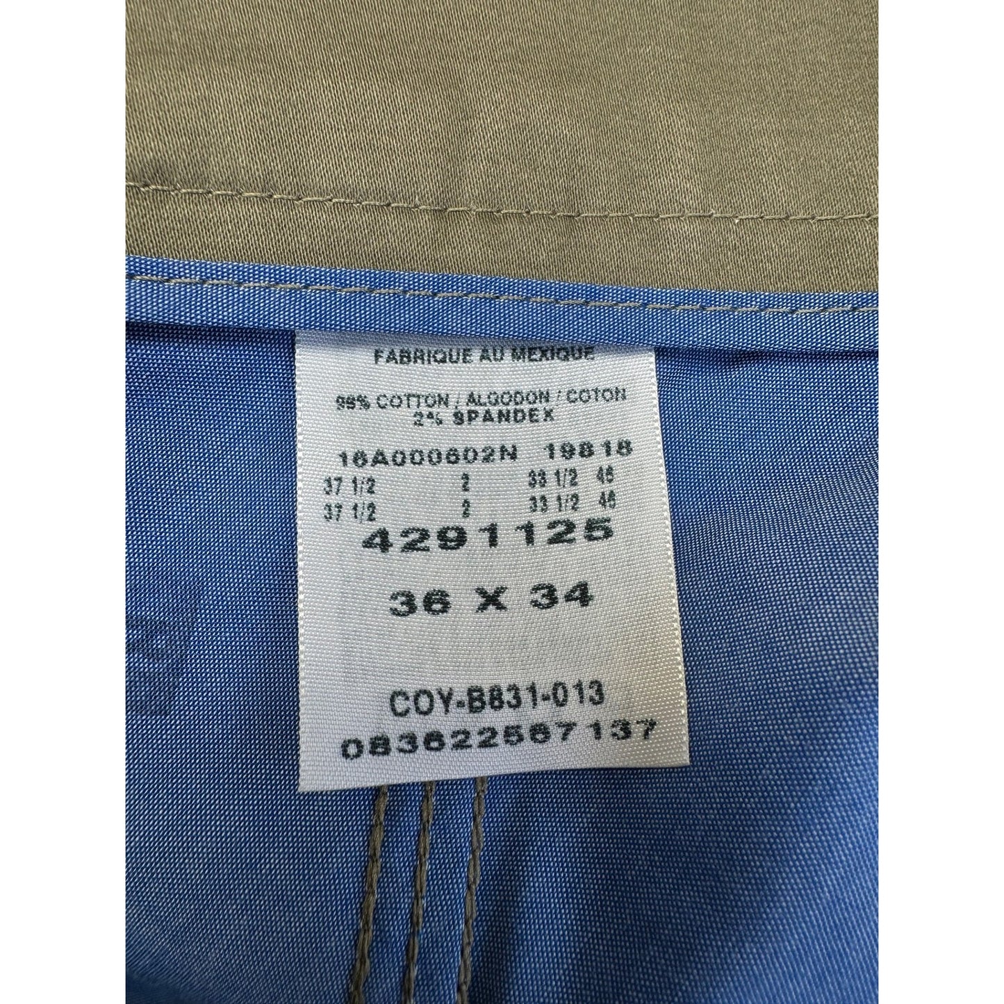 Lee Men's Carefree Stretch Straight Pants 36x34 Khaki