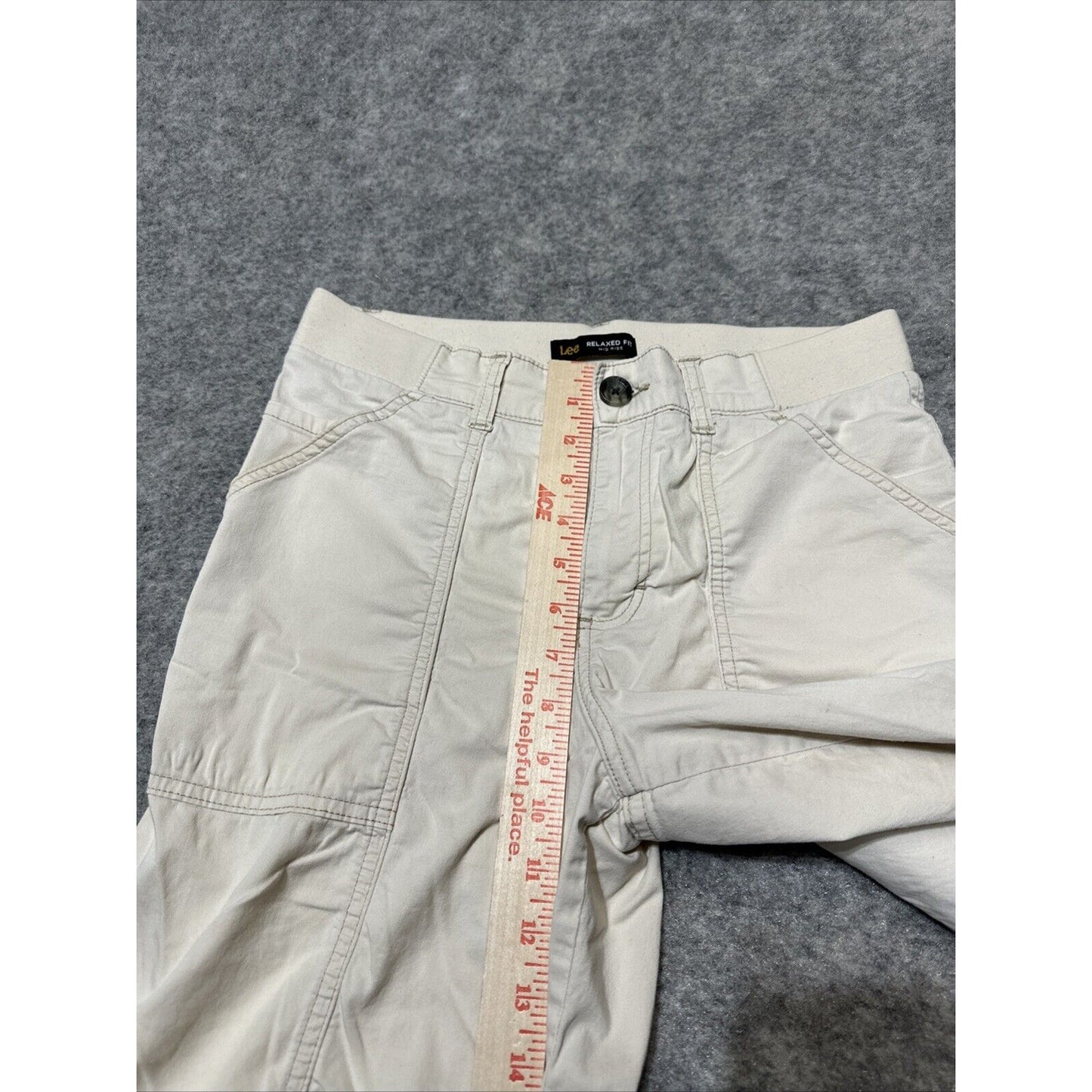 Lee Relaxed Fit Mid Rise Women's Cropped Pants Size 6M Medium White Pants