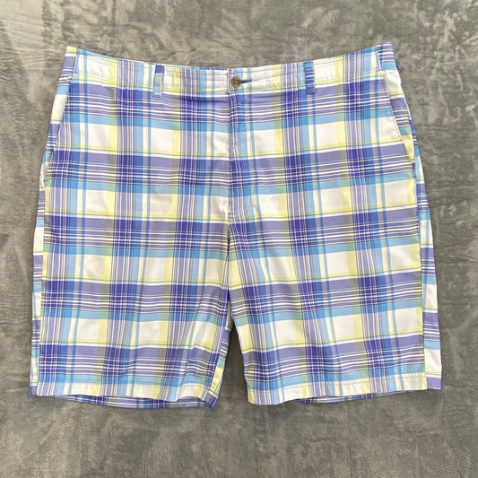 Jack Nicklaus Golf Shorts Men's Sz 40 Blue White Plaid Elastic Waist 11" Longer