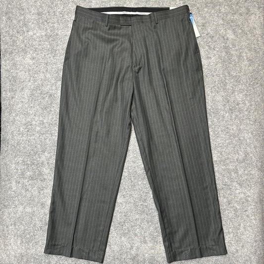 New Perry Ellis Portfolio Men's Dress Formal Trousers 40x30 Gray Striped Pants