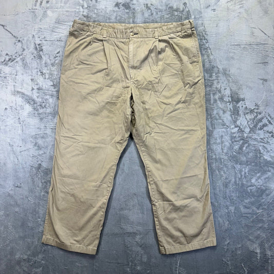 Duluth Trading Men's Khaki Chino Pants Size 48x32 Cotton Pleated #534424