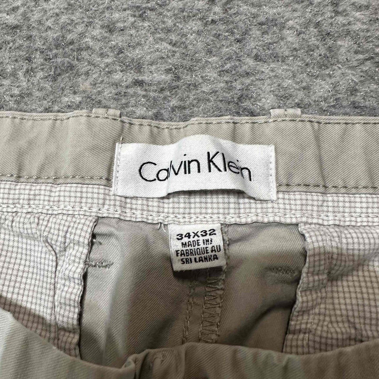 Calvin Klein Men's Front Pockets Slim Fit Chino Pants Size 34x32 Beige Light