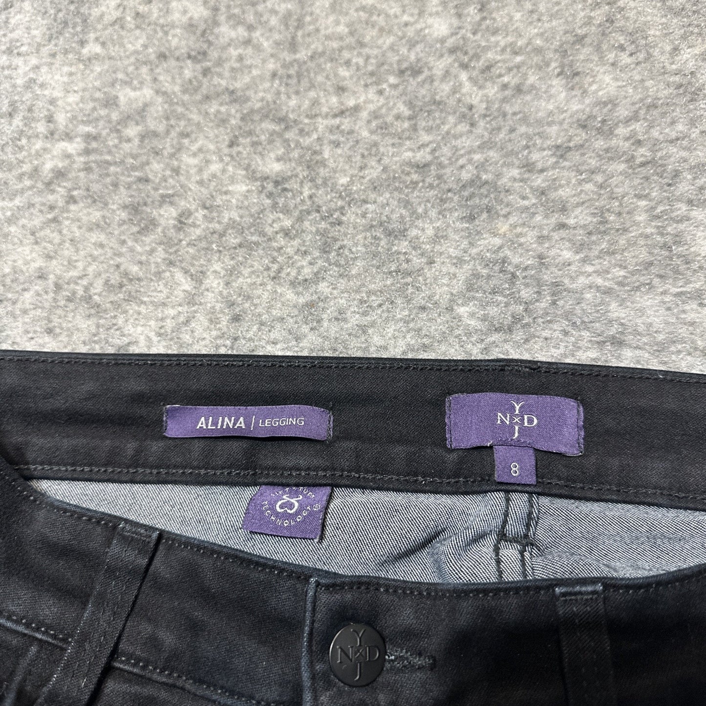 NYDJ Alina Women's Leggings Size 8 Black Dark Wash Denim