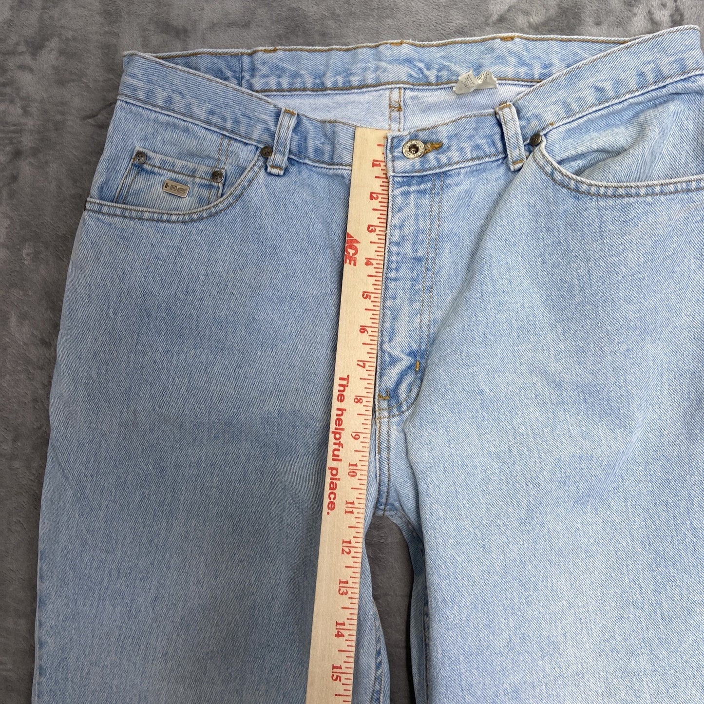 Vintage H.I.S. 90s Y2K Straight Jeans Men's Size 36x30 Light Blue Denim
